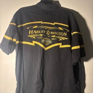 Harley-Davidson Black Shirt with Yellow Logo and Stripe Accents
